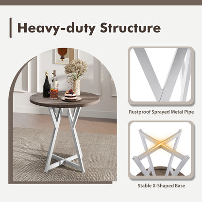 36 Inch Round Dining Table, Metal Pedestal Base, Natural Dining Tables at Gallery Canada
