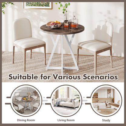36 Inch Round Dining Table, Metal Pedestal Base, Natural Dining Tables at Gallery Canada
