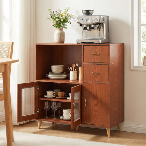 36 Inch Sideboard Buffet Cabinet, Brown