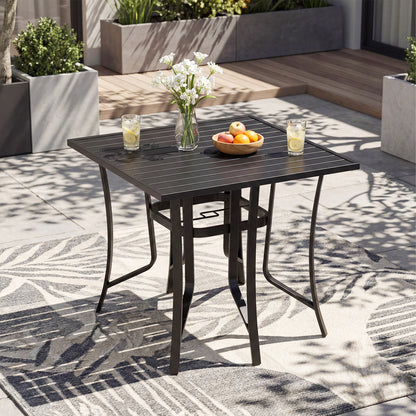 36 Inch Square Patio Table for 4 Metal Dining Table with Umbrella Hole, Black Patio Dining Tables at Gallery Canada