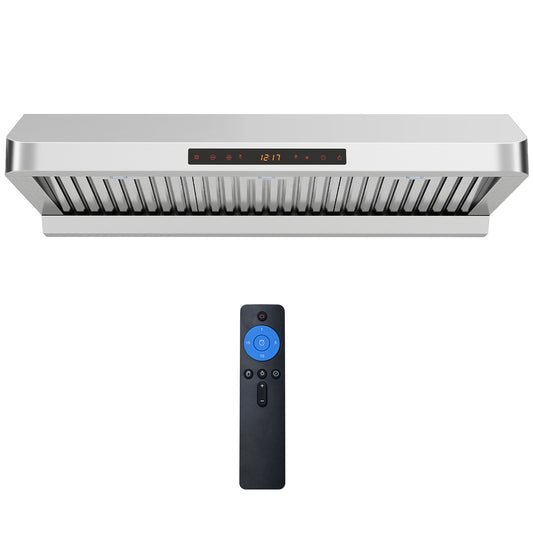 36 Inch Under Cabinet Range Hood 900 CFM Kitchen Stove Vent with Oil Collector, Silver Kitchen Appliances Silver at Gallery Canada