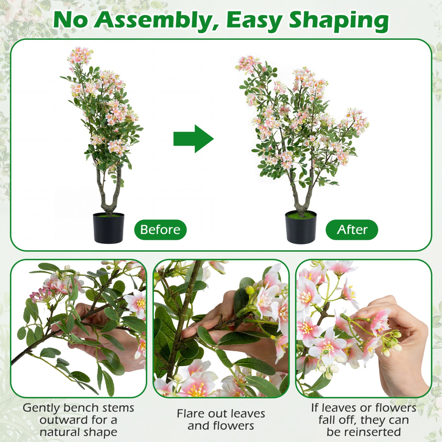 Set of 2 Artificial Impatiens Trees, 36