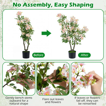 Set of 2 Artificial Impatiens Trees, 36", Pink Faux Plants at Gallery Canada
