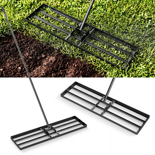 36 x 10 Inch Lawn Leveling Rake, Ergonomic Handle, Black Lawn Care Tools Black at Gallery Canada