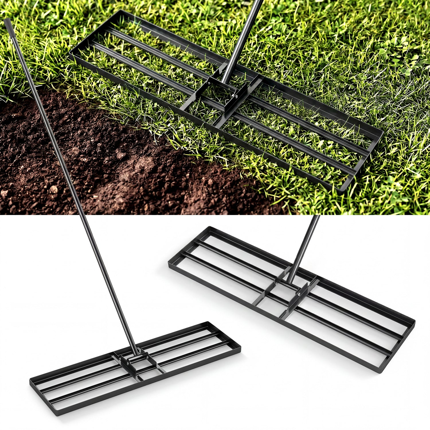 36 x 10 Inch Lawn Leveling Rake, Ergonomic Handle, Black Lawn Care Tools at Gallery Canada