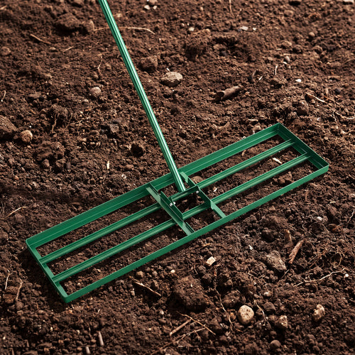 36 x 10 Inch Lawn Leveling Rake, Ergonomic Handle, Green