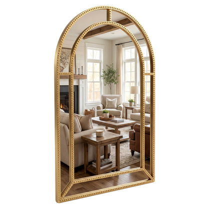 36 x 24 Inch Decorative Mirror, Beaded Frame, Living Room, Gold Wall Mirrors Gold at Gallery Canada