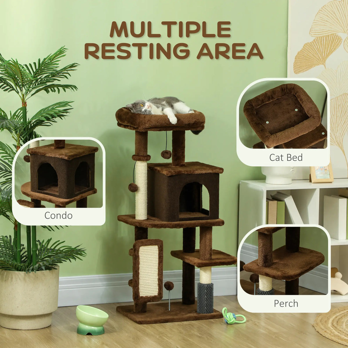 41" Cat Tree with Scratching Posts, Bed, Condo & Toys Multi-Level Cat Towers at Gallery Canada