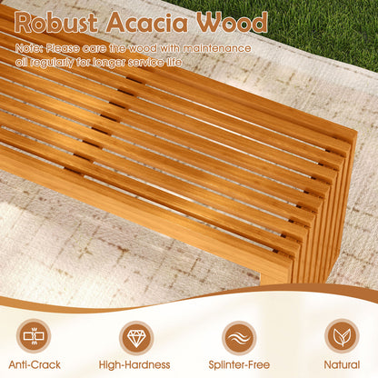 36 Inch Acacia Wood Patio Bench, All-Slat Loveseat Outdoor Benches at Gallery Canada