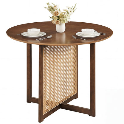 37.5 Inch Round Dining Table, Cross Pedestal Base, Walnut Dining Tables at Gallery Canada
