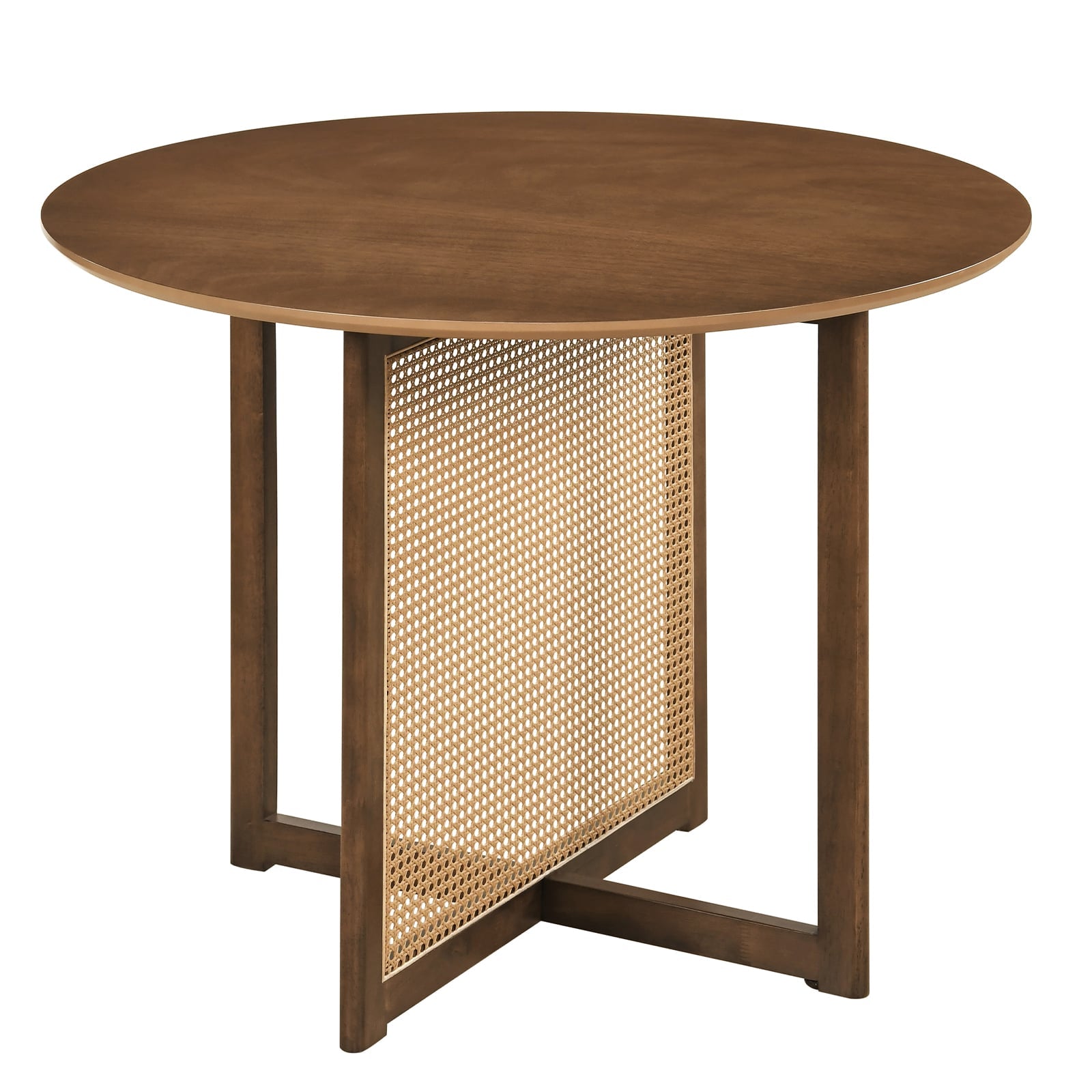 37.5 Inch Round Dining Table, Cross Pedestal Base, Walnut Dining Tables at Gallery Canada