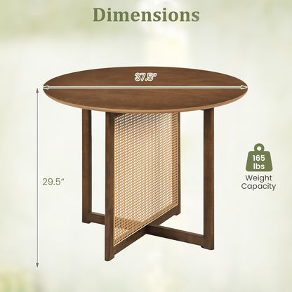 37.5 Inch Round Dining Table, Cross Pedestal Base, Walnut Dining Tables at Gallery Canada