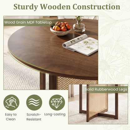 37.5 Inch Round Dining Table, Cross Pedestal Base, Walnut Dining Tables at Gallery Canada