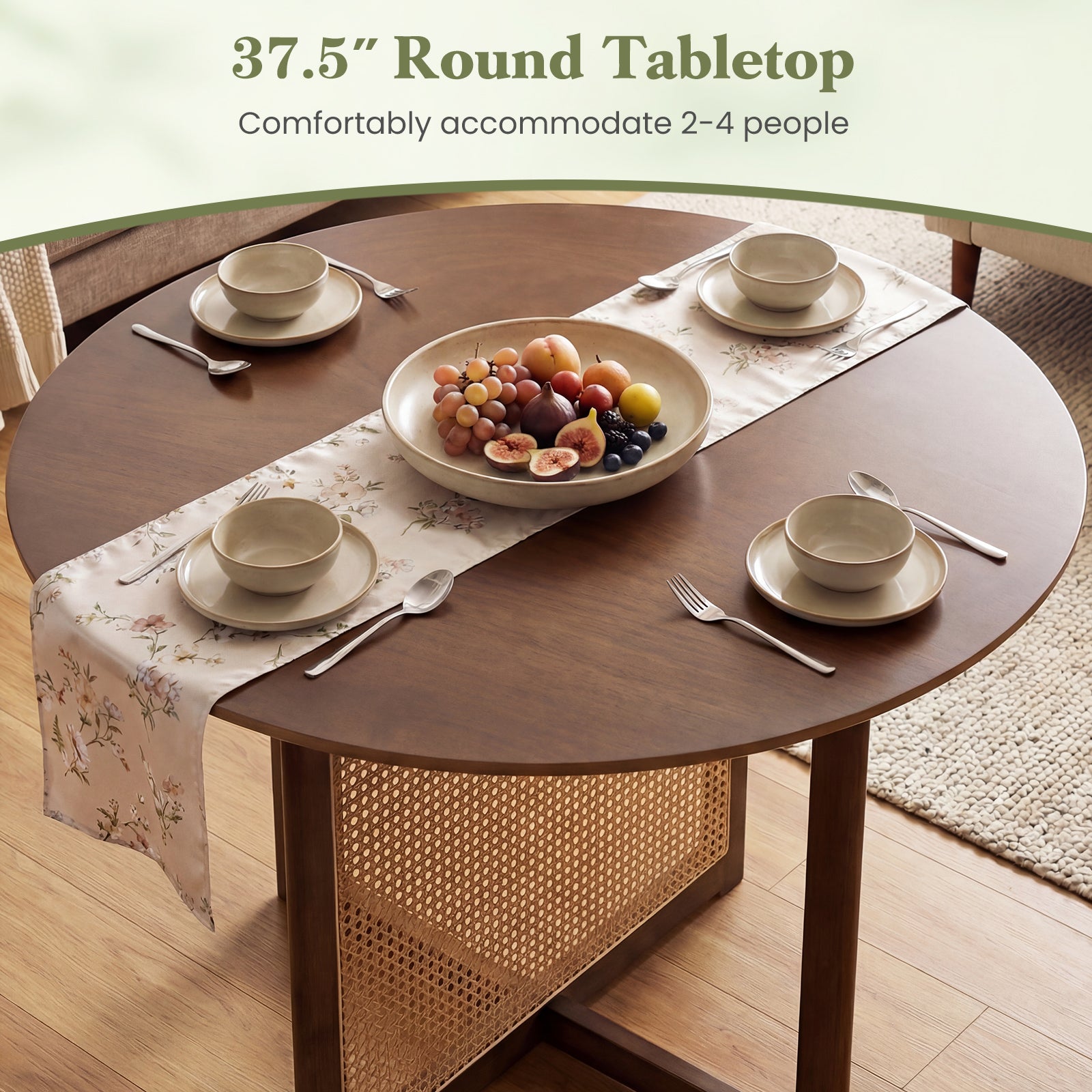 37.5 Inch Round Dining Table, Cross Pedestal Base, Walnut Dining Tables at Gallery Canada