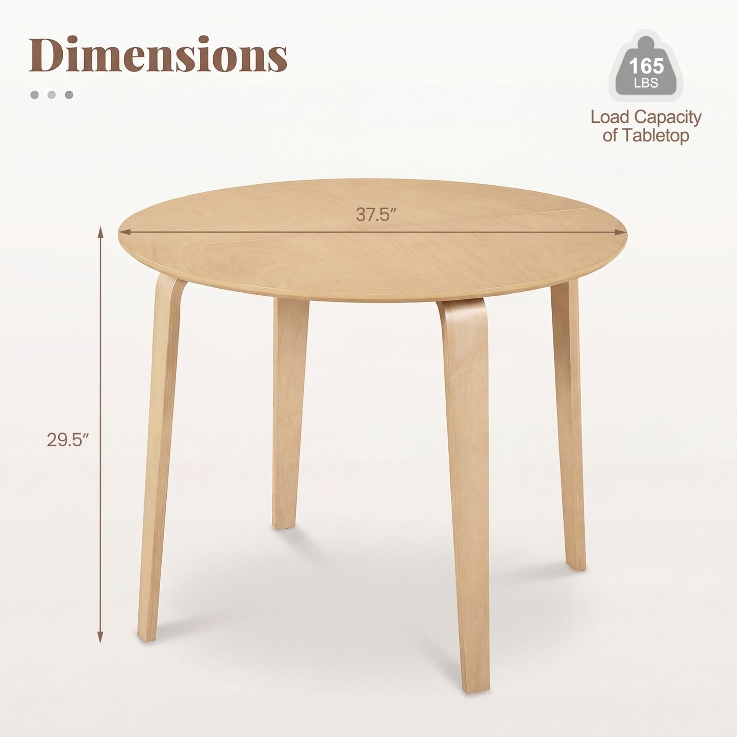 37.5" Round Dining Table, Rubber Wood Legs, Natural Dining Tables at Gallery Canada