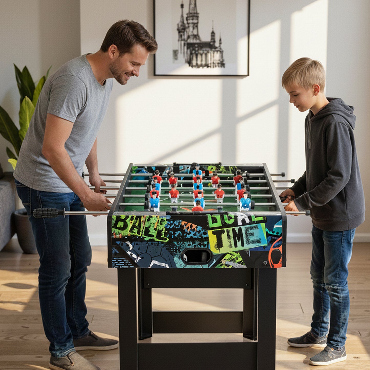 37 Inch Mini Foosball Table 2-in-1 Game Table with Detachable Legs for Tabletop, Black Game Room at Gallery Canada