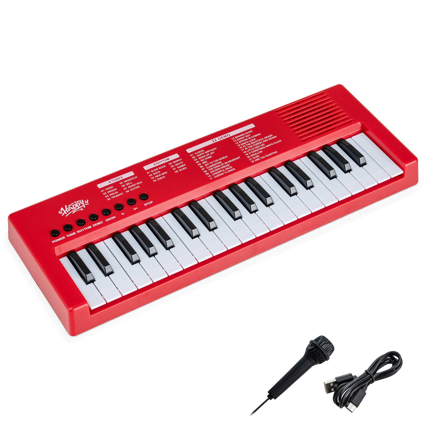37 Keys Kids Piano Keyboard, 8 Rhythms, Microphone, Red Pianos & Keyboards at Gallery Canada