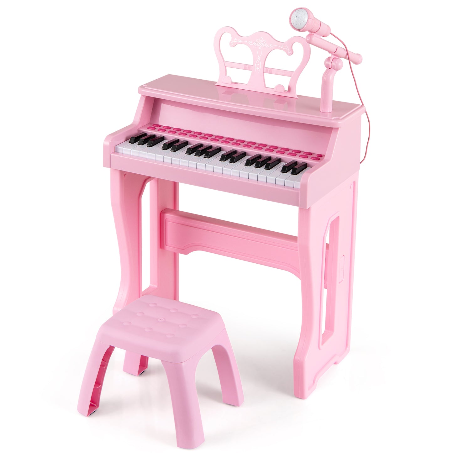 37 Keys Music Piano with Microphone Kids Piano Keyboard with Detachable Music Stand, Pink Pianos & Keyboards Pink at Gallery Canada