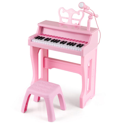 37 Keys Music Piano with Microphone Kids Piano Keyboard with Detachable Music Stand, Pink Pianos & Keyboards Pink at Gallery Canada