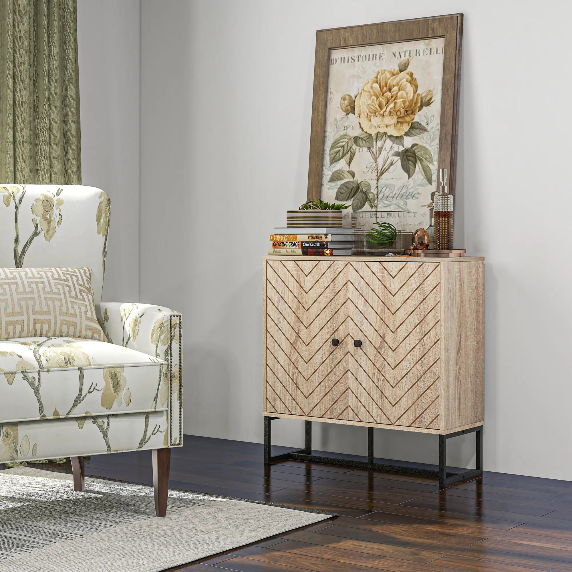 Modern Sideboard, Buffet Cabinet with 2 Doors, Adjustable Shelf, 31.5