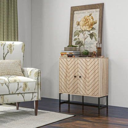 Modern Sideboard, Buffet Cabinet with 2 Doors, Adjustable Shelf, 31.5" H, Oak Storage Cabinets at Gallery Canada