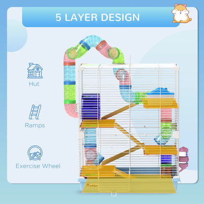 5-Tier Hamster Cage with Wheels, Tube, Water Bottle, Light Blue Hamster Cages at Gallery Canada
