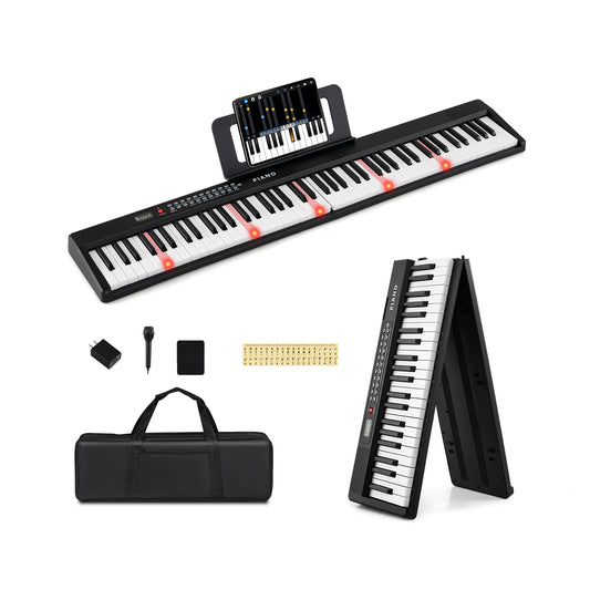 88 Key Foldable Portable Semi Weighted Electric Piano, Black Pianos & Keyboards Black at Gallery Canada