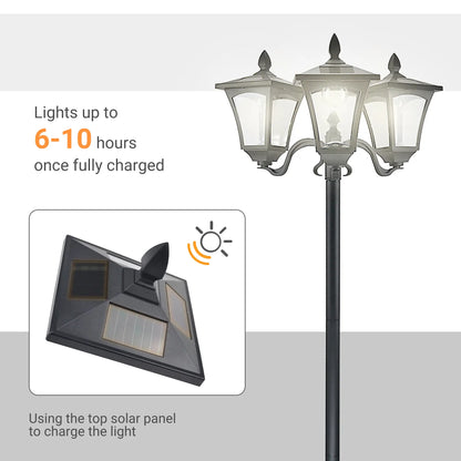 Triple Solar Lamp Post, LED Street Light, Vintage Outdoor, Waterproof, 72"H Solar Post Lamps at Gallery Canada