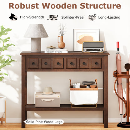 38 Inch Rustic Console Table, 2 Drawers, Open Shelf, Espresso Console Tables at Gallery Canada
