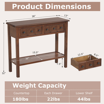 38 Inch Rustic Console Table, 2 Drawers, Open Shelf, Espresso Console Tables at Gallery Canada