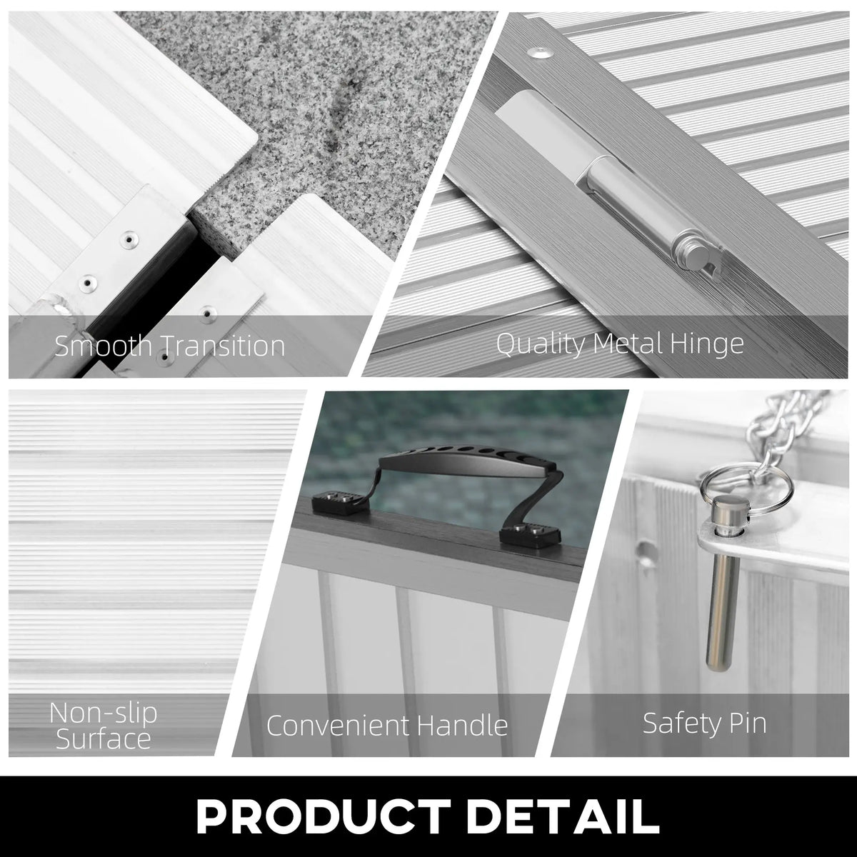 10' Foldable Handicap Ramp, Aluminum Wheelchair Ramp, Textured, Silver Knee Walker & Wheelchair Ramps at Gallery Canada