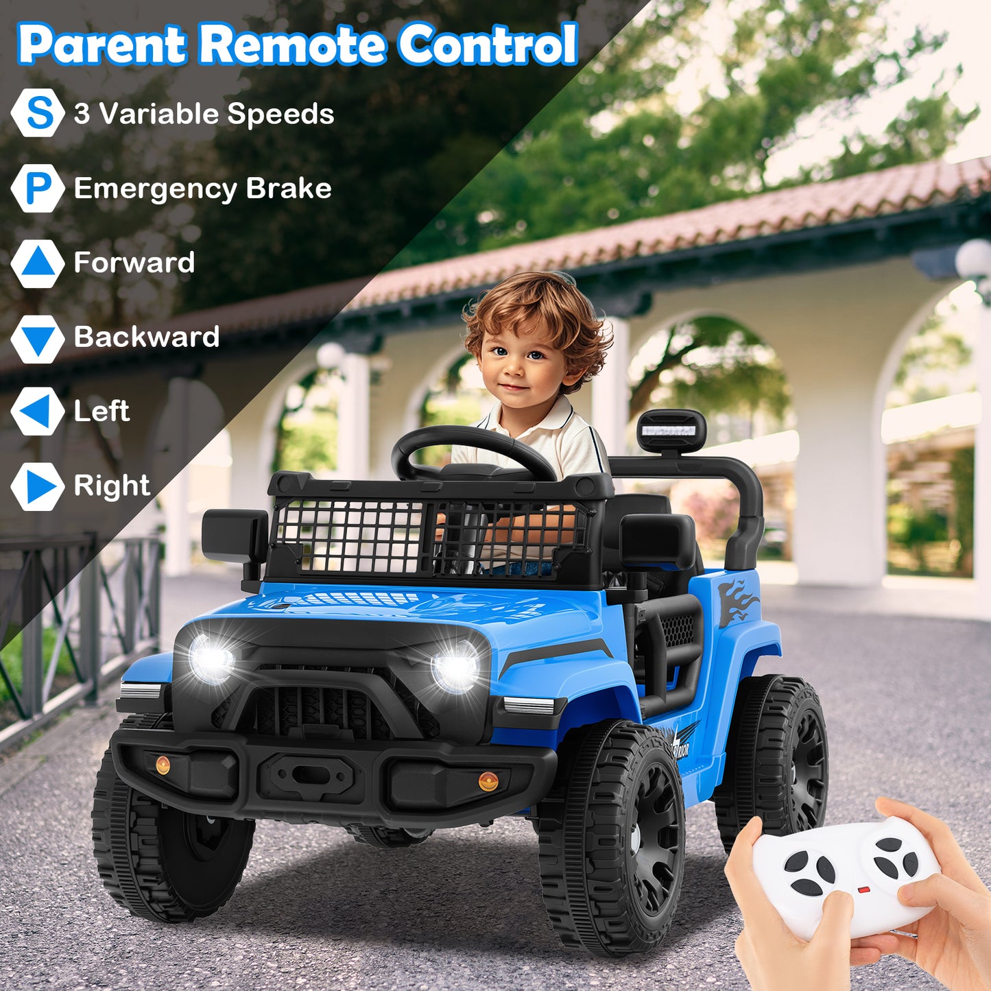12V Kids Ride On Truck Car, Battery Powered Electric Vehicle, Navy Powered Ride On Toys at Gallery Canada
