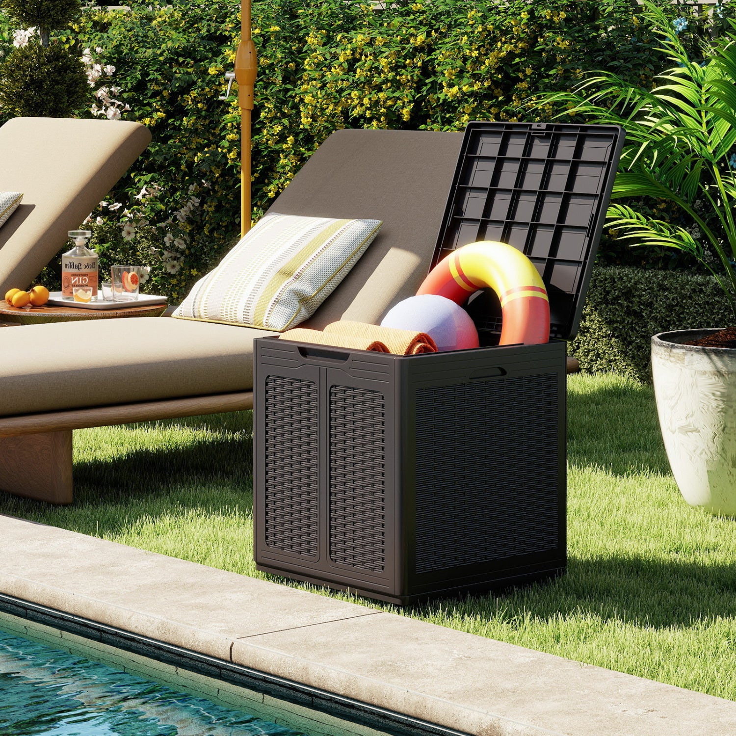 Deck Box, Lockable Lid, Patio Storage, Brown Sheds & Outdoor Storage at Gallery Canada