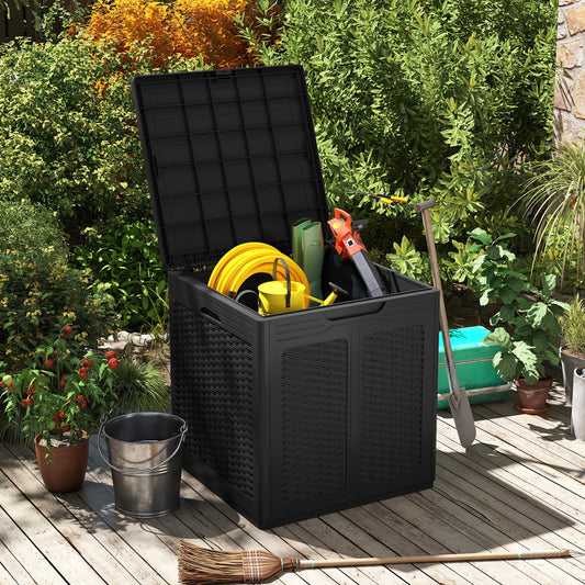 39 Gallon Lockable Deck Box for Patio Cushions, Black Sheds & Outdoor Storage Black at Gallery Canada