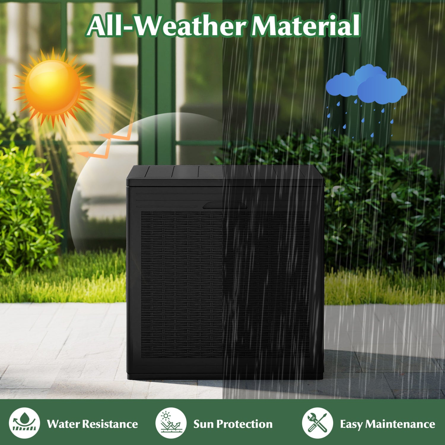 39 Gallon Lockable Deck Box for Patio Cushions, Black Sheds & Outdoor Storage at Gallery Canada