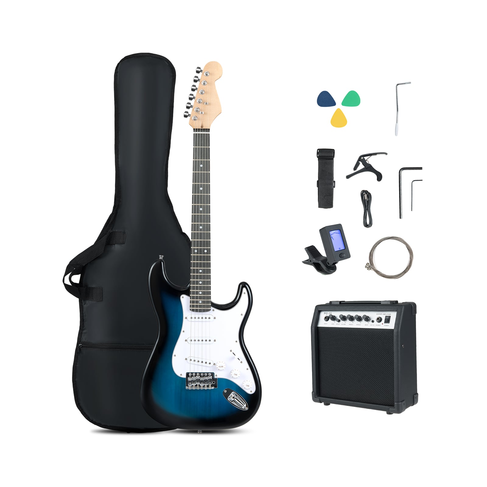 39 Inch Full Size Electric Guitar Beginner Kit with Amplifier for Starter, Blue Guitar & Strings Blue at Gallery Canada