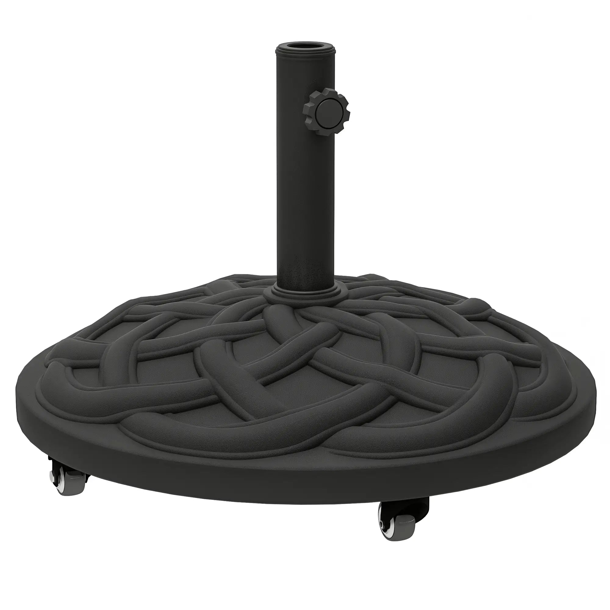 Round Patio Umbrella Base With Wheels, 44 Lbs Resin Stand, 1.3