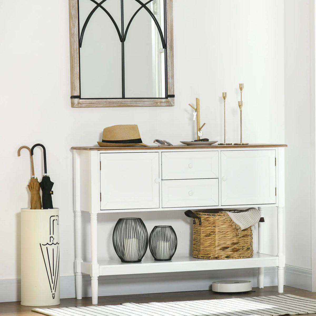 Vintage Console Table With 2 Drawers, White Console Tables at Gallery Canada