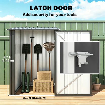 3.3' x 3.4' Lean-To Storage Shed, Galvanized Steel, Lockable Door, Dark Gray Sheds at Gallery Canada