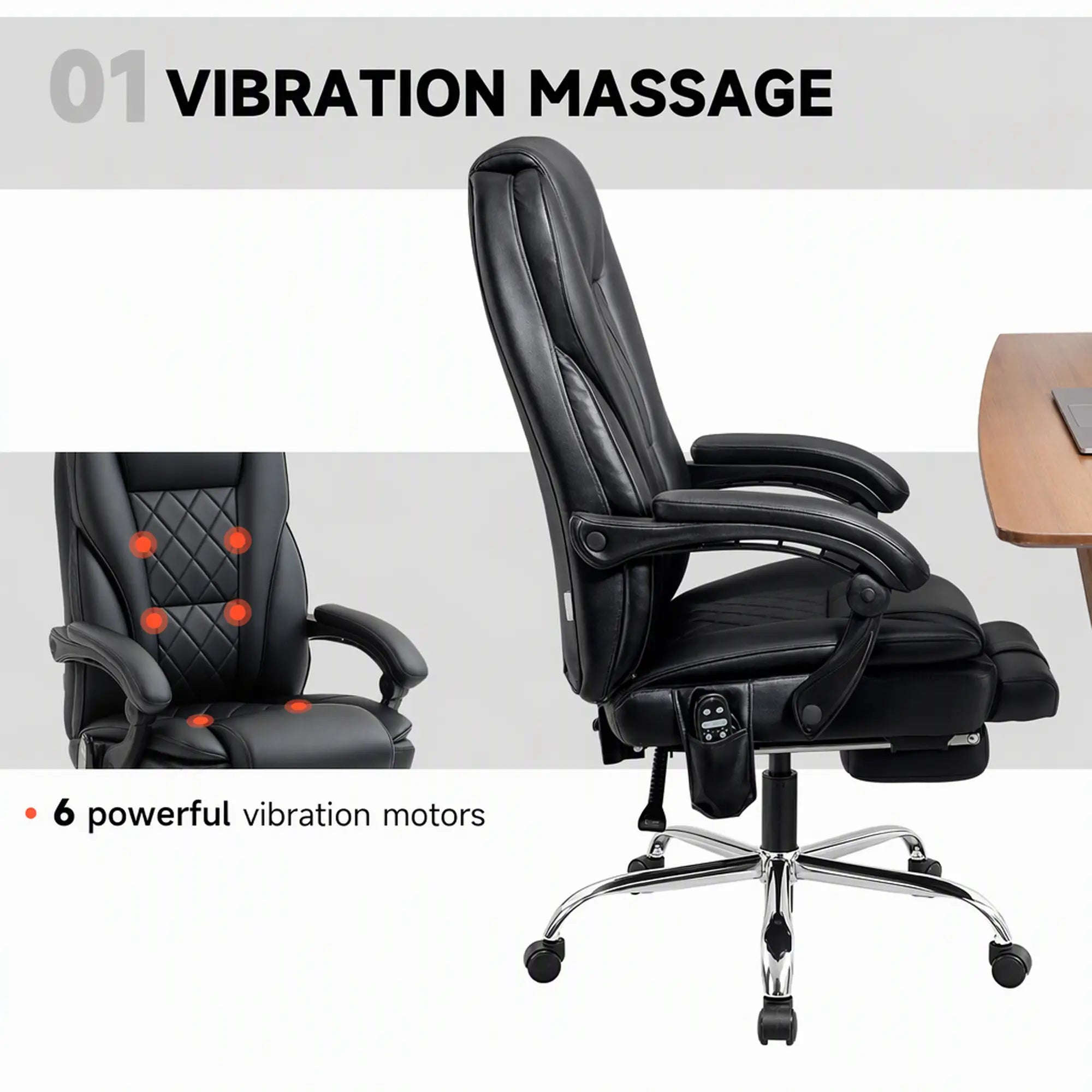 Massage Office Chair, Reclining Computer Chair, Adjustable Height, Footrest, Black Massage Chairs at Gallery Canada
