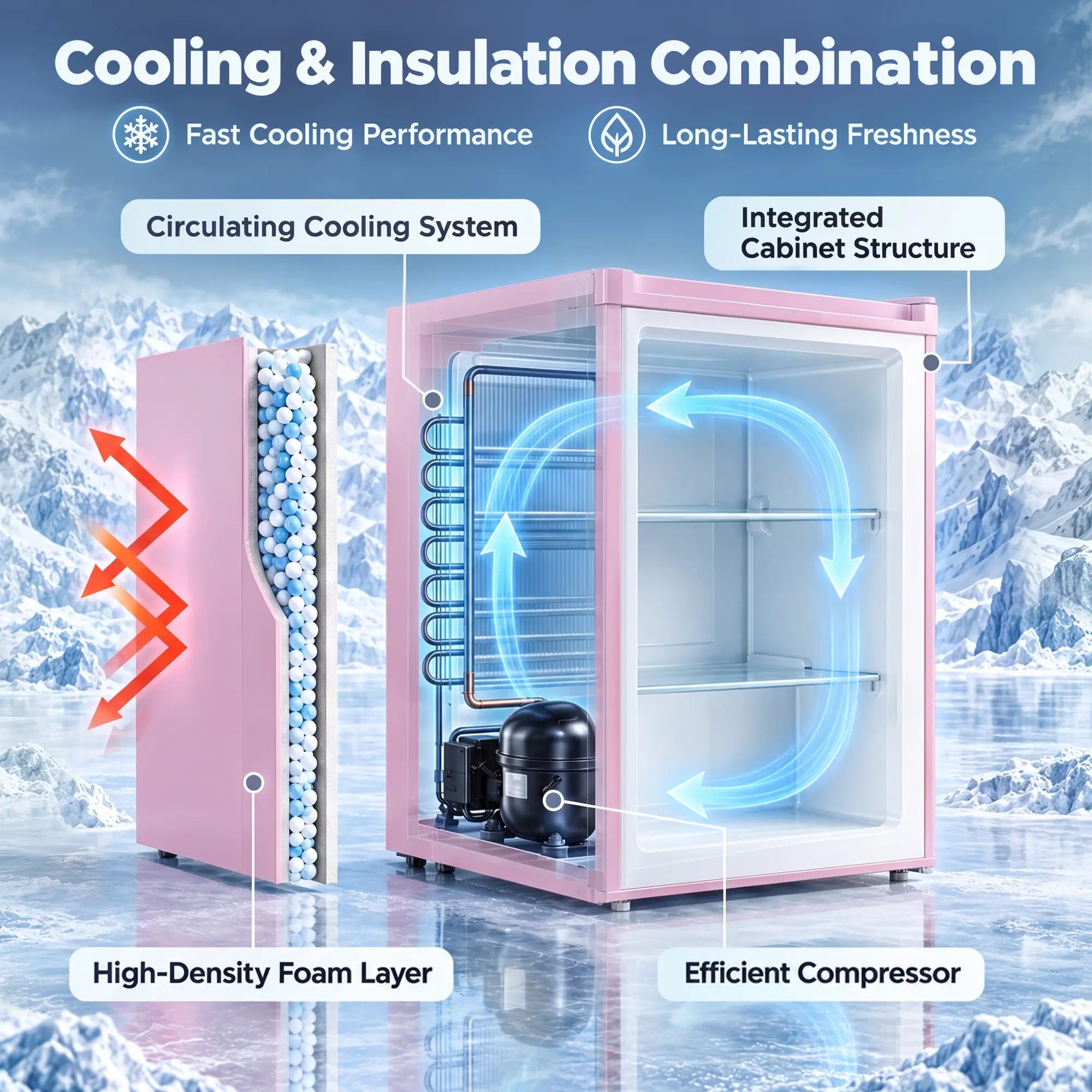 Compact Upright Freezer, 2.1 Cubic Feet, Reversible Door, Pink Small Kitchen Appliances at Gallery Canada