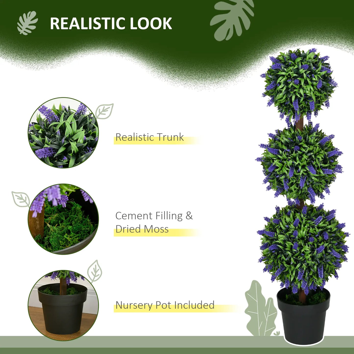 Artificial Lavender Plant Set, 3.5ft, Indoor Outdoor Decor Artificial Trees at Gallery Canada