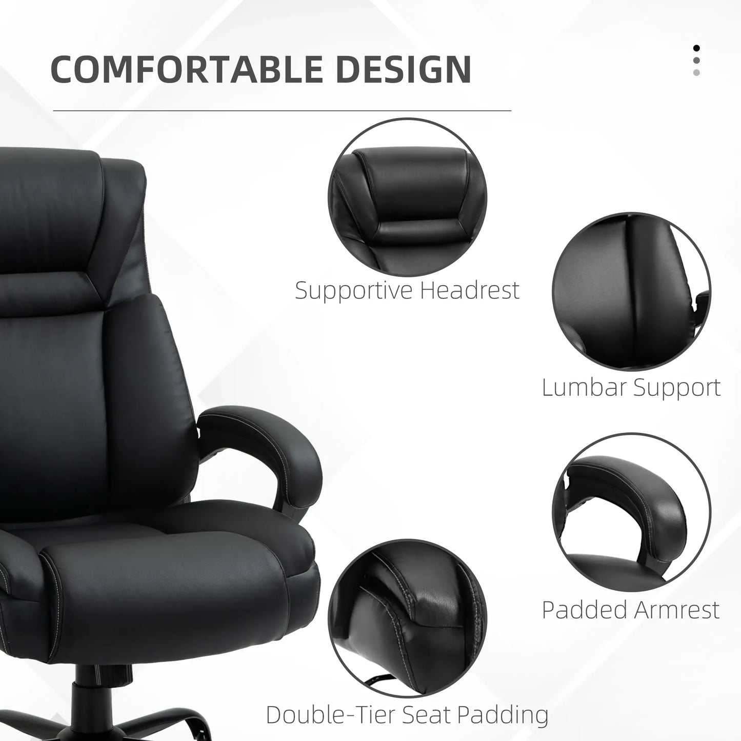 PU Leather Executive Office Chair, High Back, Adjustable Height, 400LBS, Black Executive & Manager Chairs at Gallery Canada