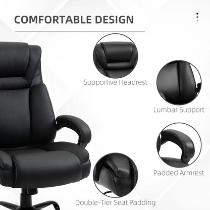 PU Leather Executive Office Chair, High Back, Adjustable Height, 400LBS, Black Executive & Manager Chairs at Gallery Canada