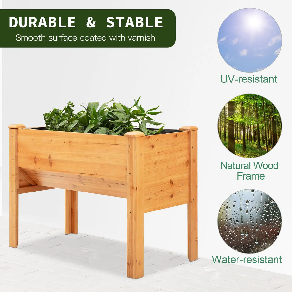 Wooden Raised Garden Stand, 48" x 24" x 32", Nature Wood Elevated Garden Beds at Gallery Canada