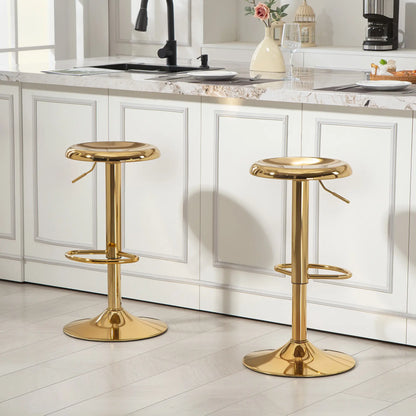 Steel Bar Stools Set of 2, Adjustable Counter Height, Gold Bar Stools at Gallery Canada