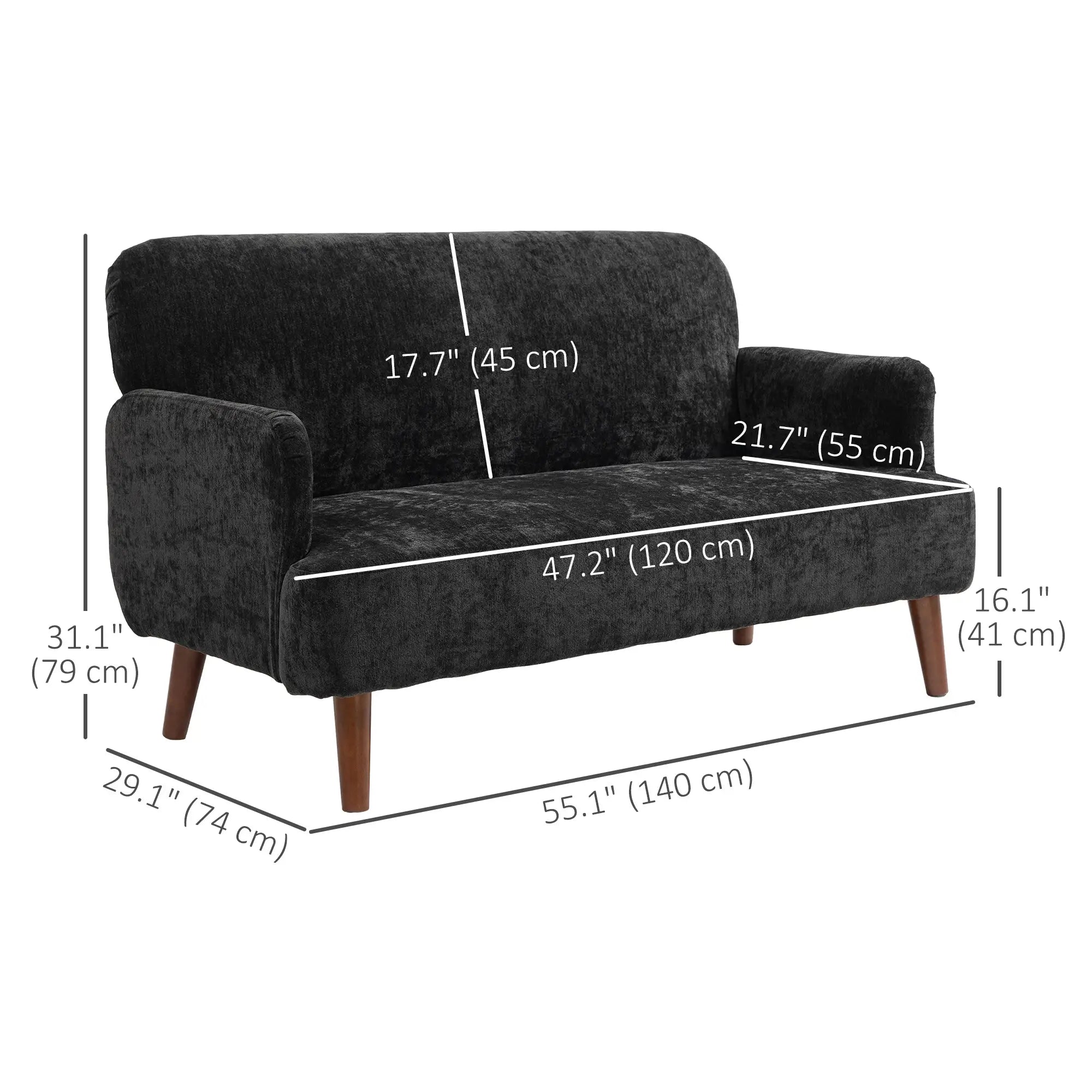 Velvet Fabric 2 Seater Sofa, Small Loveseat 8.3