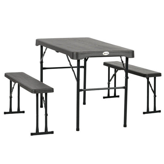Folding Picnic Table With 2 Benches, 3-Piece Set, Dark Grey Bistro Sets Dark Grey, Black at Gallery Canada