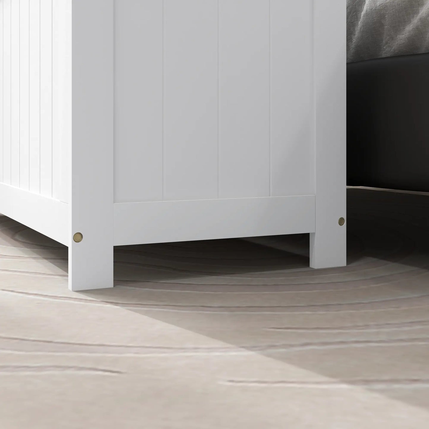 White Storage Trunk with Safety Hinges, Entryway Bench, Side Handles, White Storage Ottomans & Benches at Gallery Canada