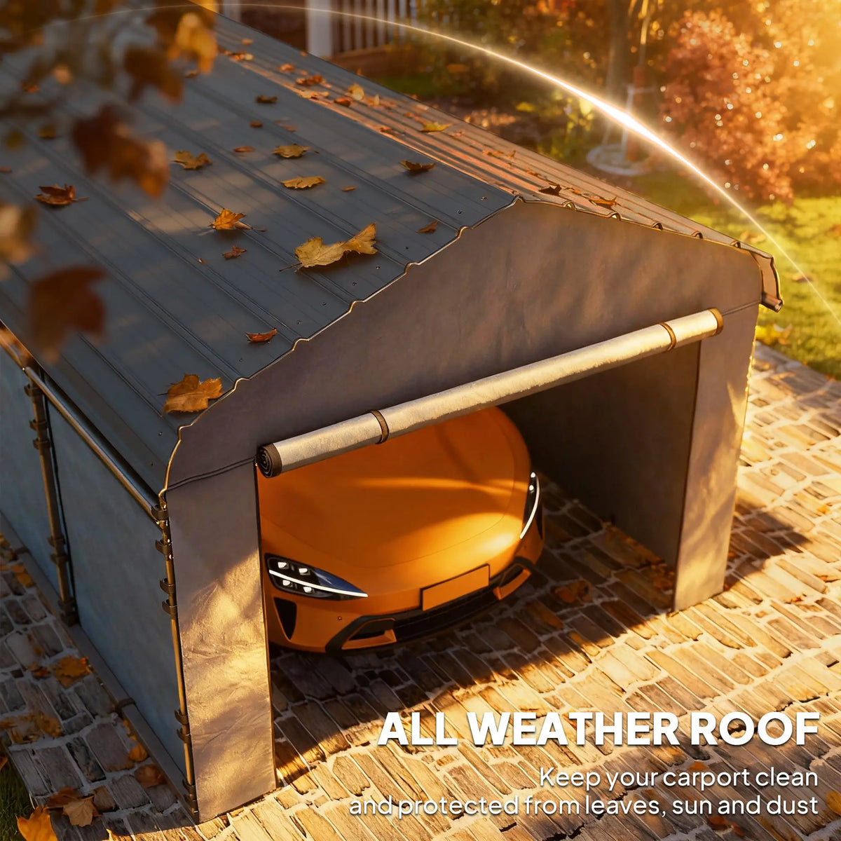10' x 15' Metal Carport, Heavy Duty Garage Shelter, Light Grey